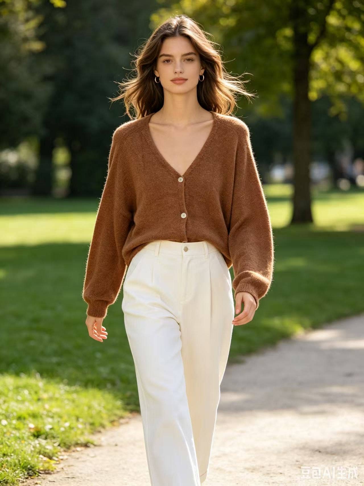 Alpaka-Cardigan mit V-Ausschnitt REF 1026: KAMEL