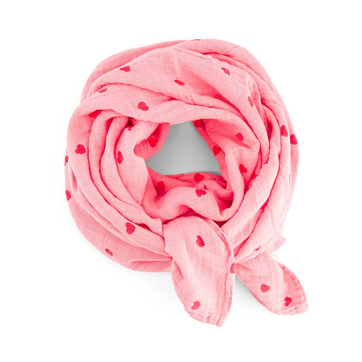 BIANCA Pucktuch mit Herz- und Flamingo-Motiv: FLAMINGO / HERZ / L 110*110