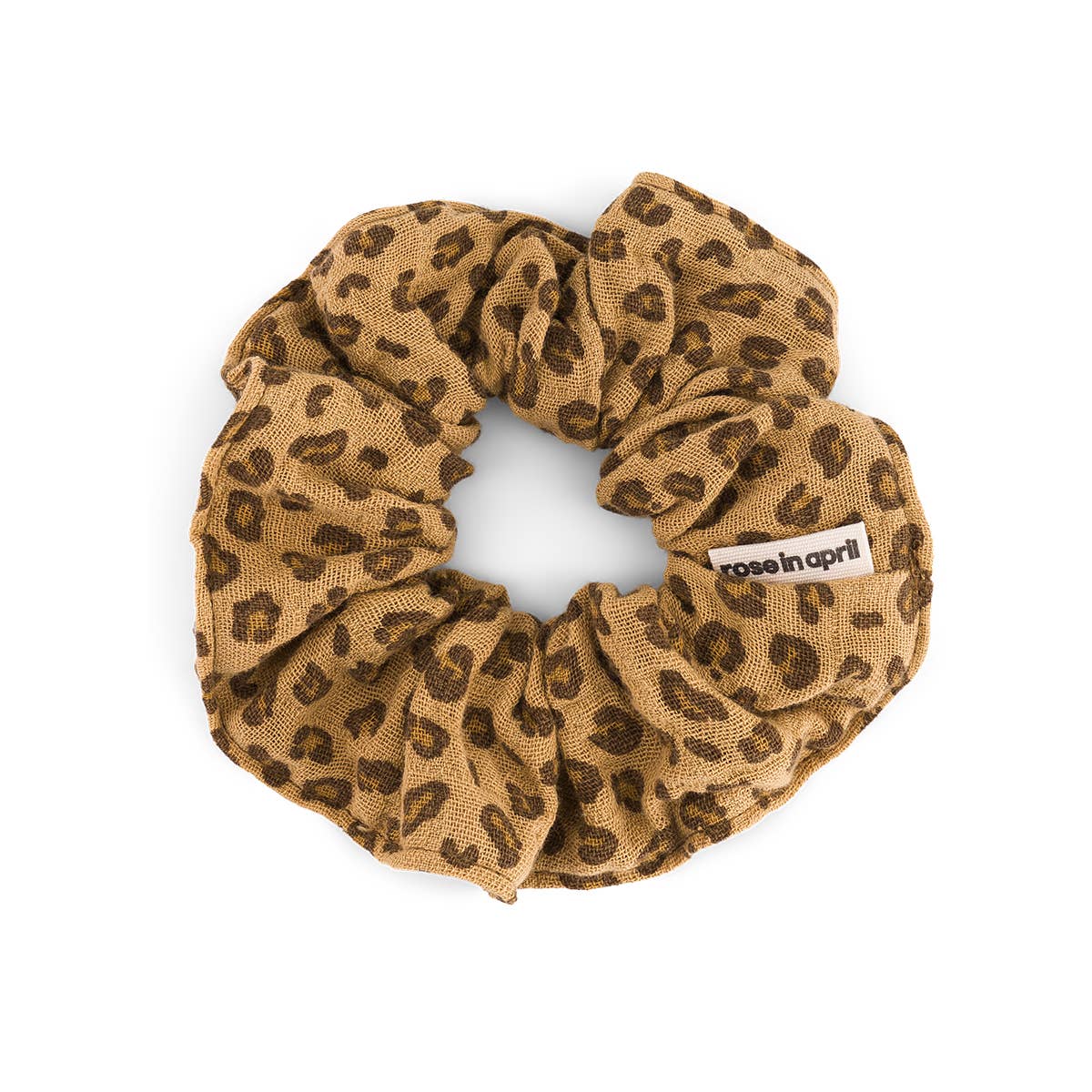 Haargummi mit Mini-Leopardenmuster in Kaffee