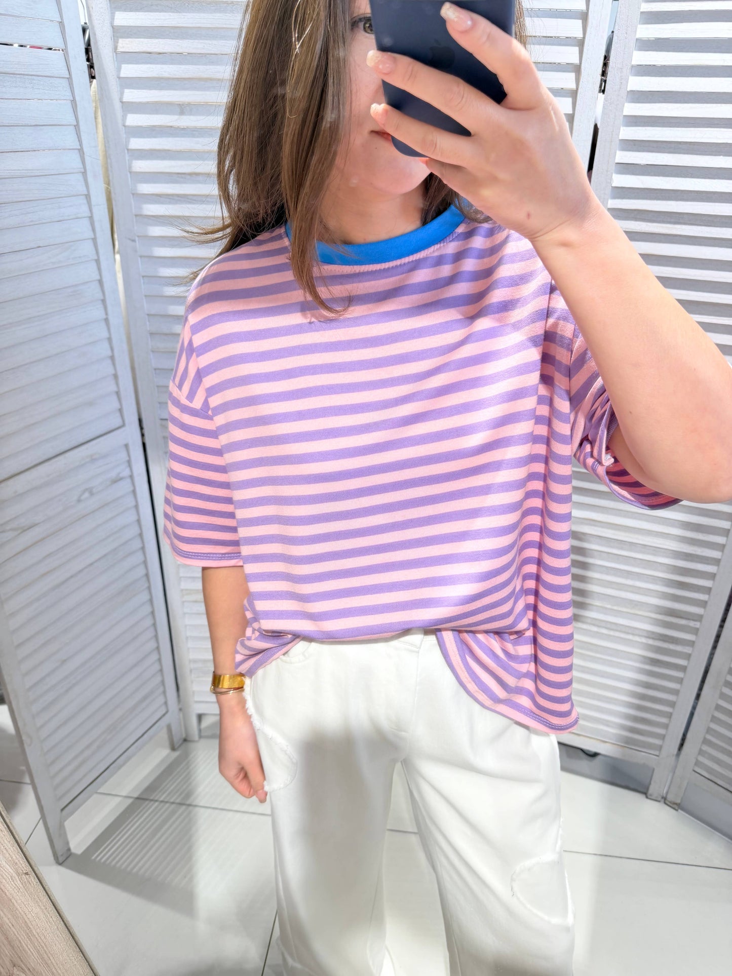 Gestreiftes T-Shirt: Lilas / TU