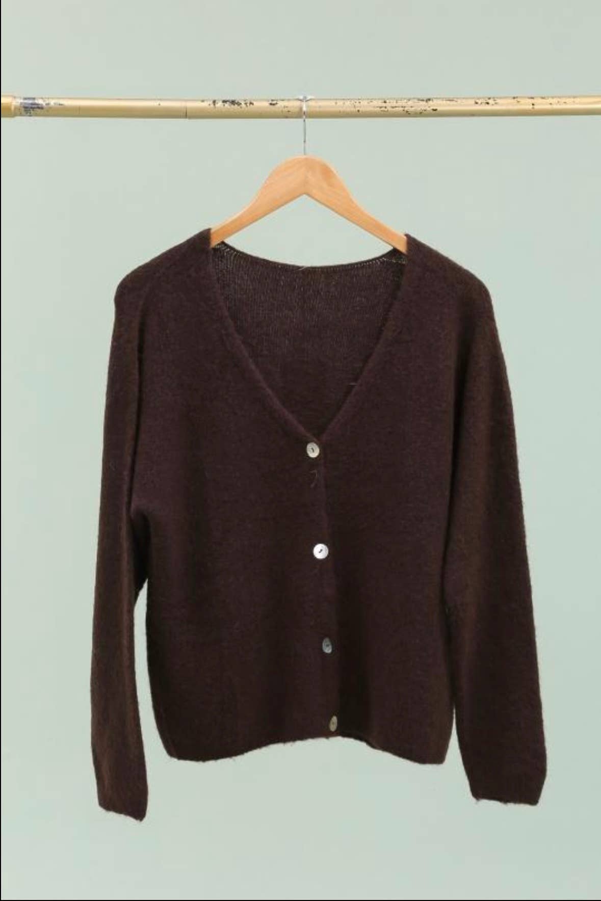Alpaka-Cardigan mit V-Ausschnitt REF 1026: KAMEL