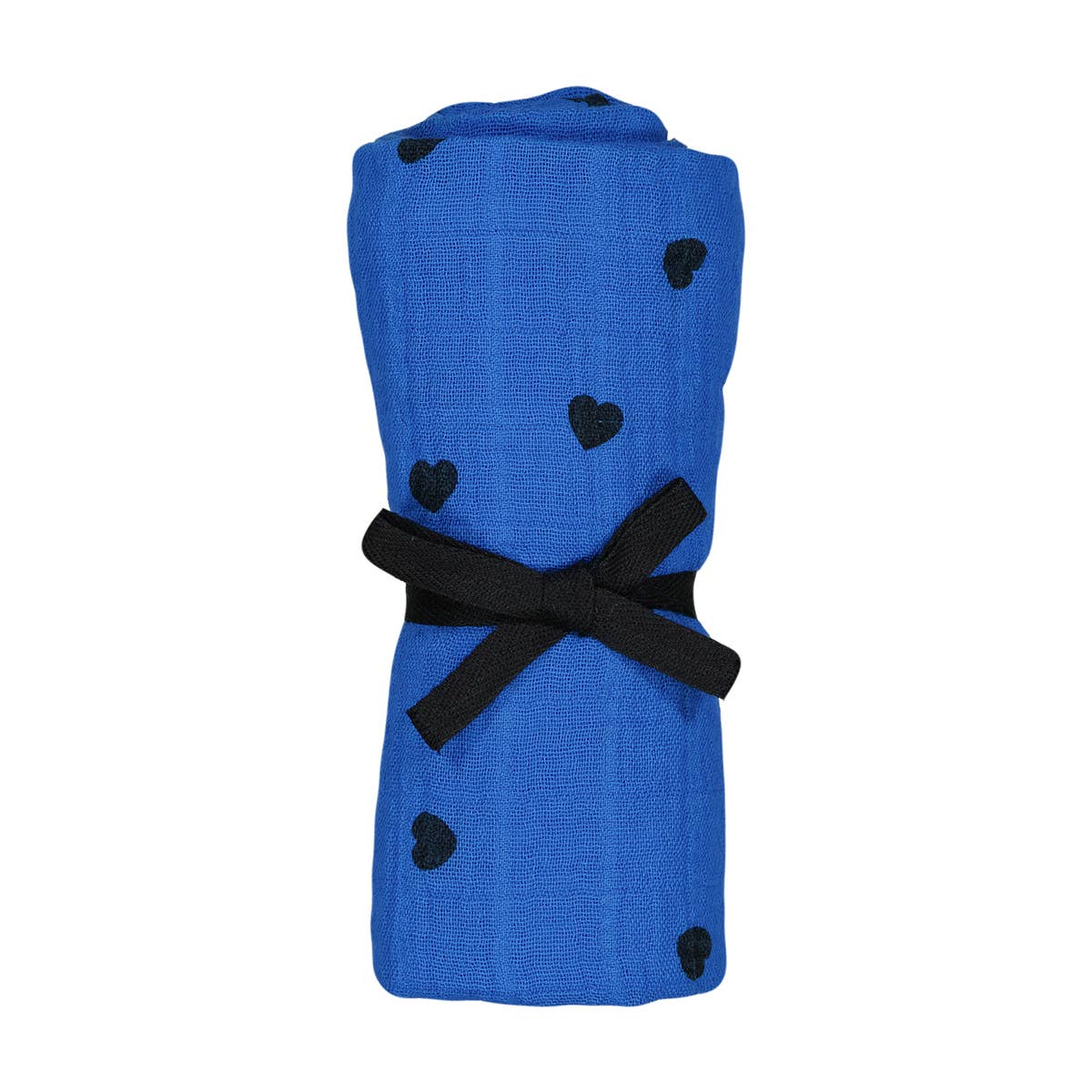 BIANCA Mulltuch mit Herz-Print in Greek Blue: GRIECHISCH BLAU / HERZ / M 70*70