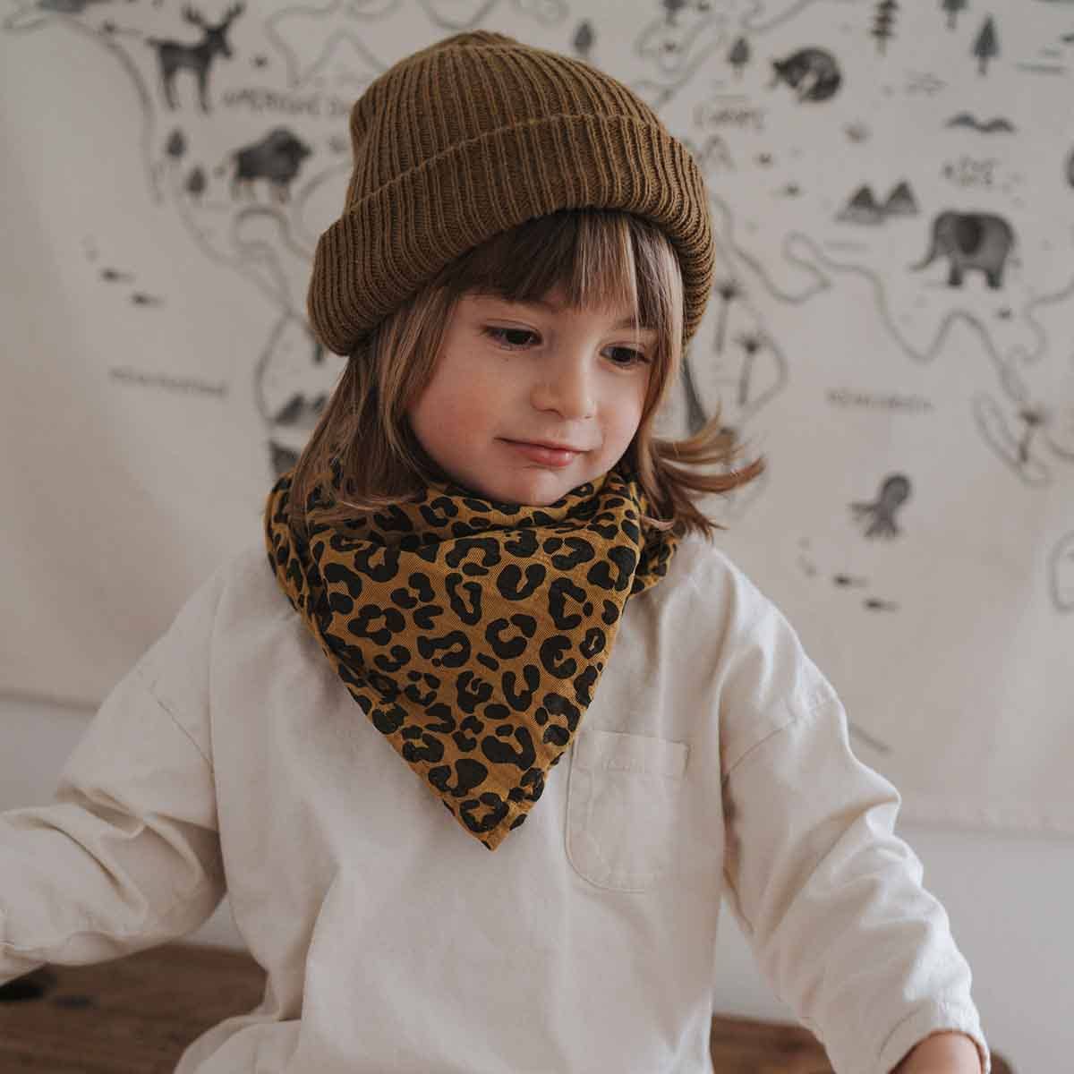 Bianca Musselintuch mit Karamell-Leopardenmuster: TOFFEE / GRAOU / L 110*110