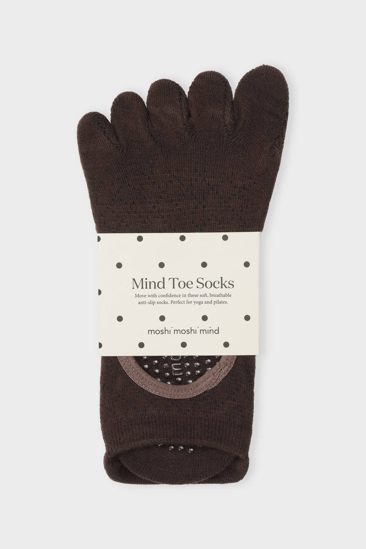 Zehensocken mit Anti-Rutsch-Funktion: Dark brown / One Size