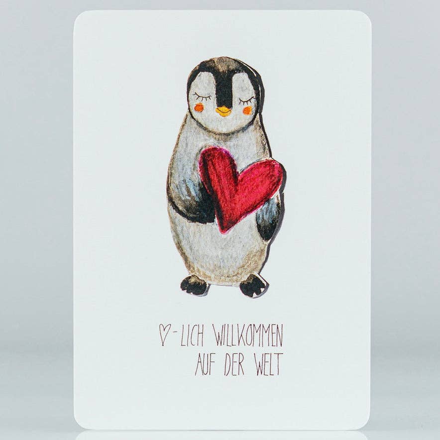 Pinguin - Karte zur Geburt: Postkarte