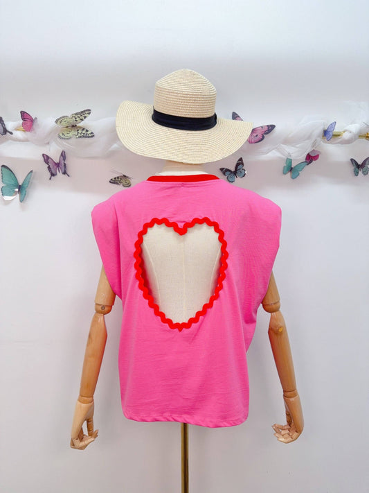 T-Shirt Herz Rückenausschnitt: Pink