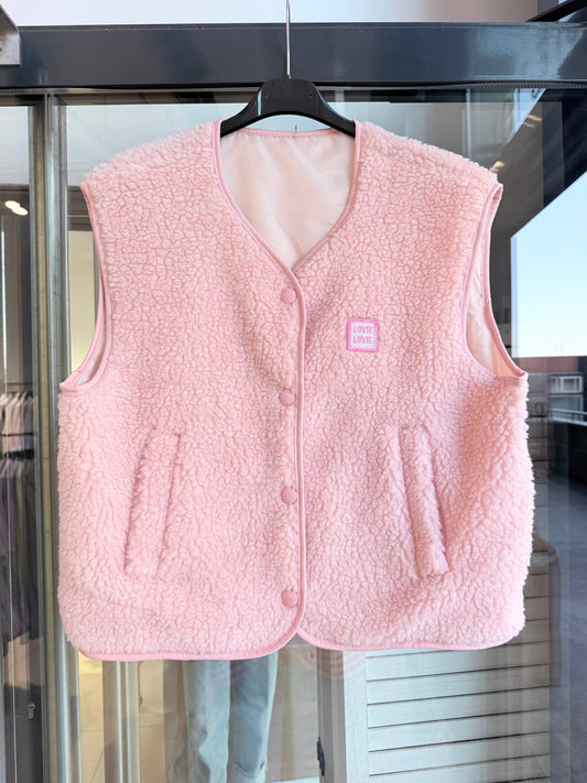 Ärmellose Pelzweste: Rosa / Eine Größe
