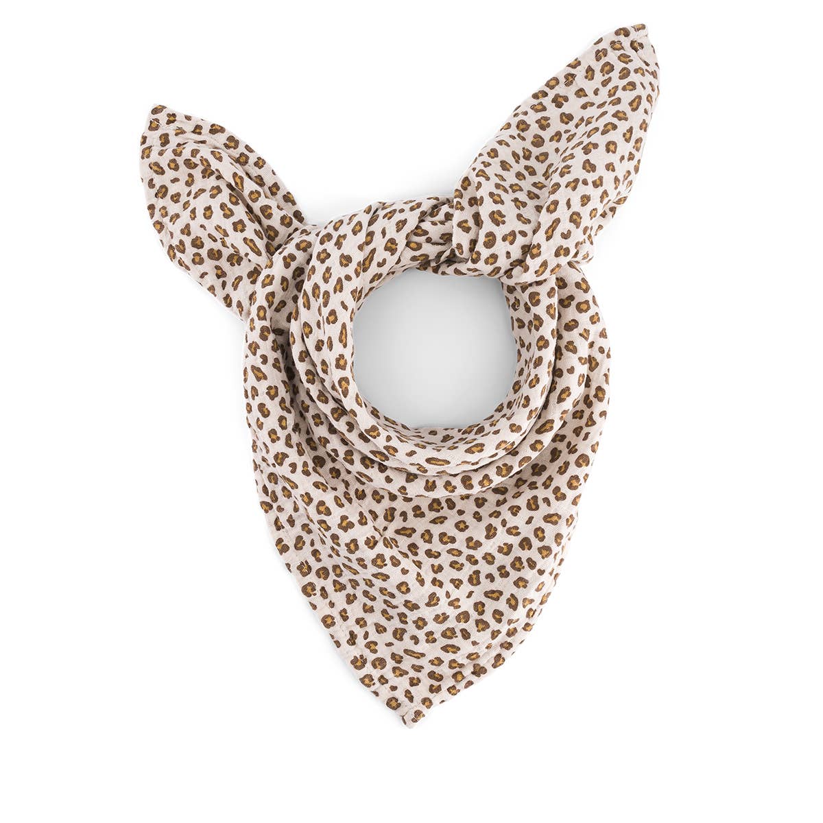 Bianca Mulltuch mit Mini-Leopardenmuster in Greige: MINI-LEOPARD / M 70x70