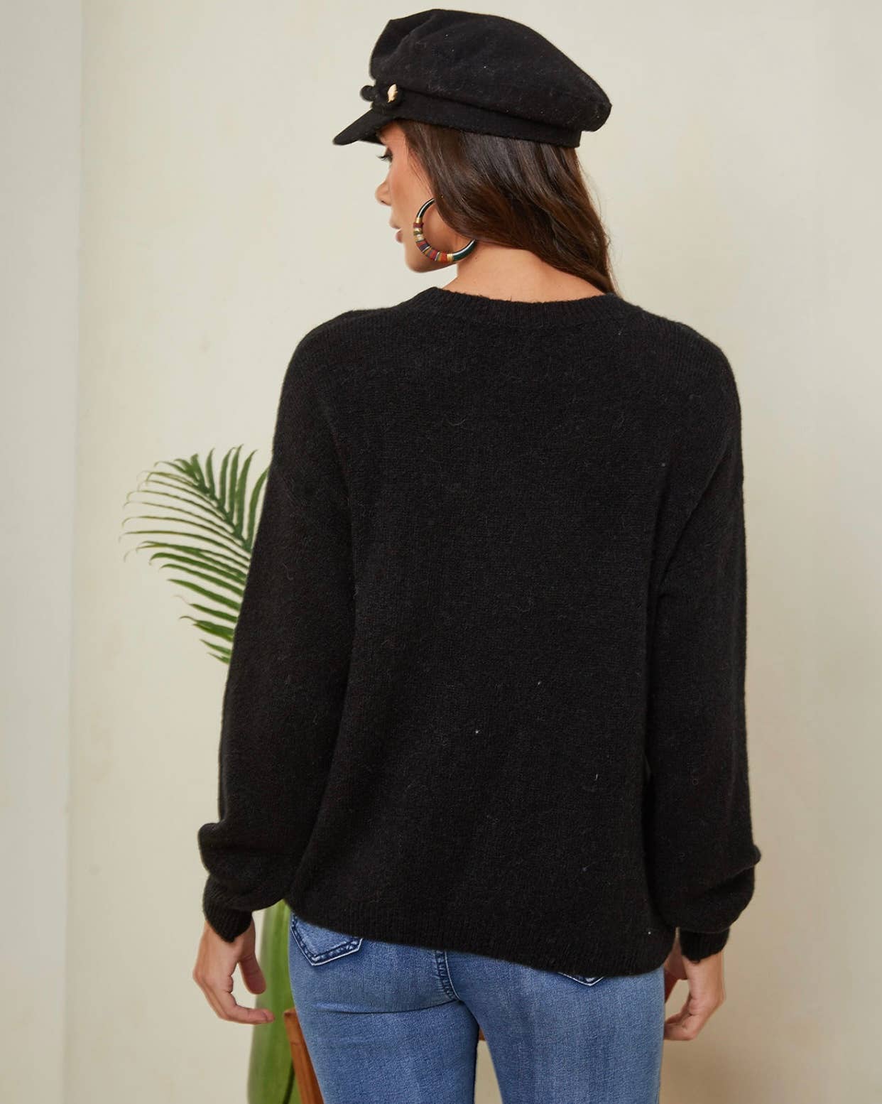 PULLOVER AUS ALPAKA REF 8004: Schwarz