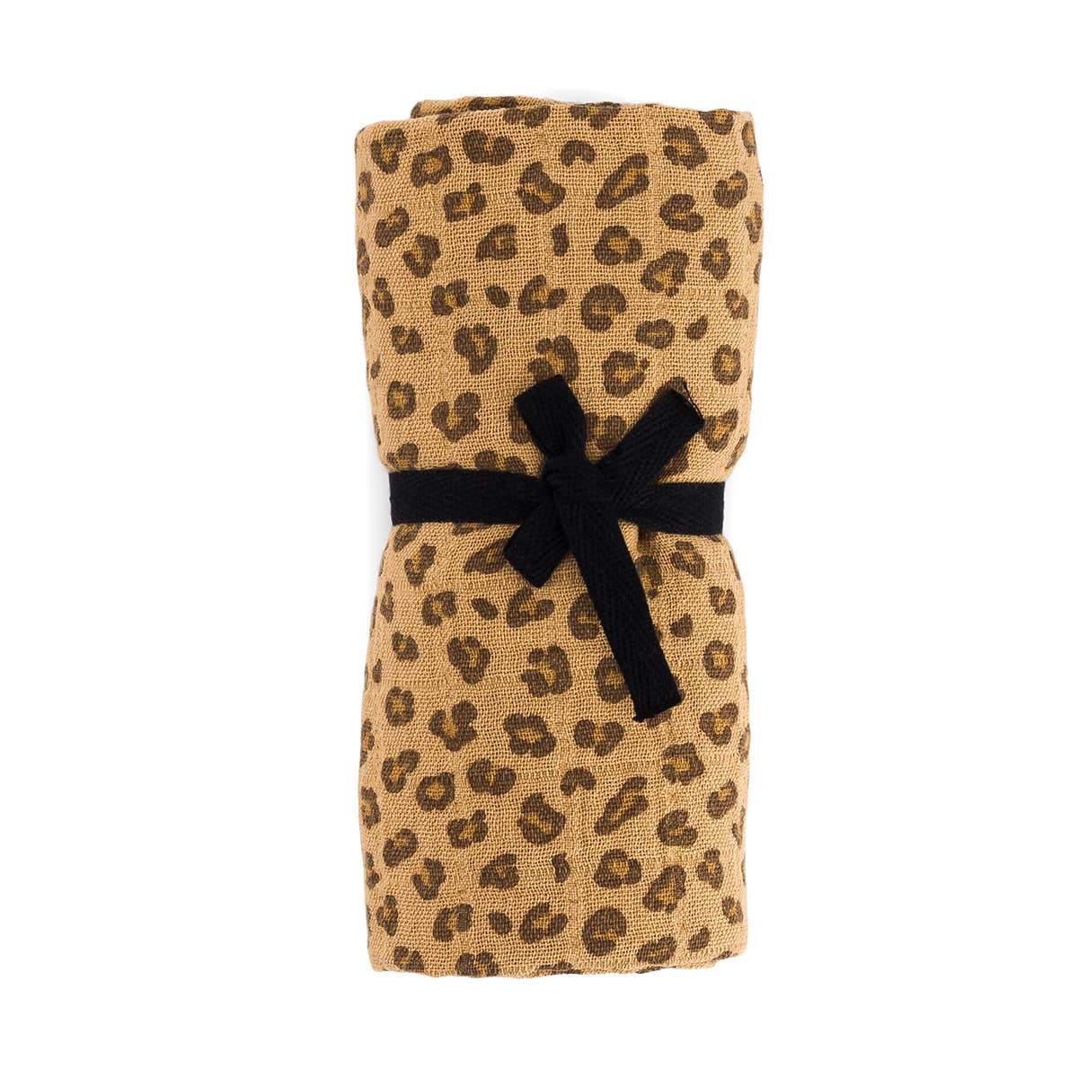 Bianca Mulltuch mit Mini-Leopardenmuster in Kaffee: MINI-LEOPARD / L 110*110