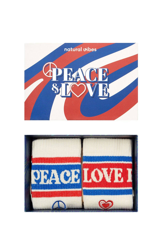 Bio-Socken Geschenkset - 2er Set Tennissocken Peace & Love: 41/46