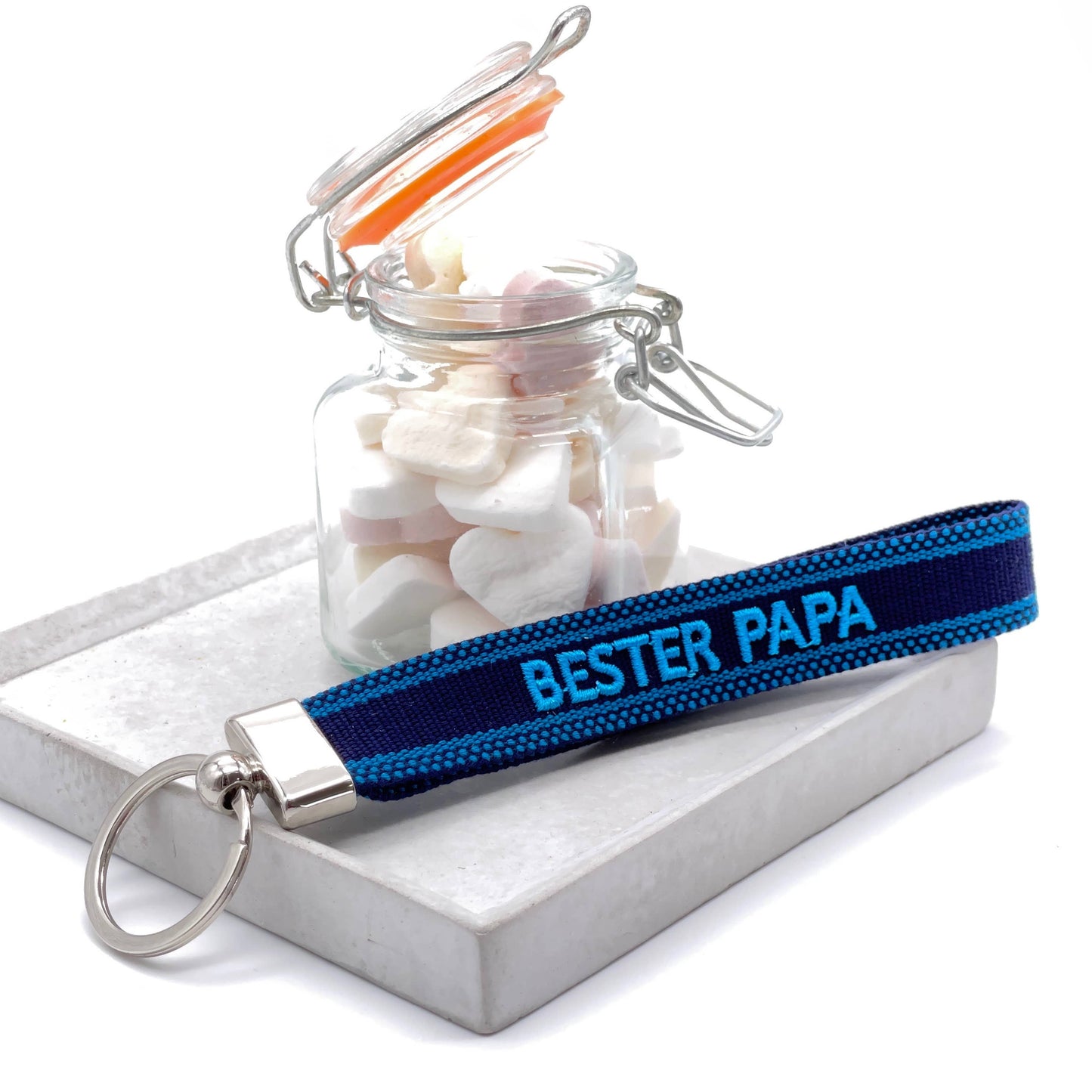 BESTER PAPA Schlüsselanhänger Keychain gewebt  bestickt