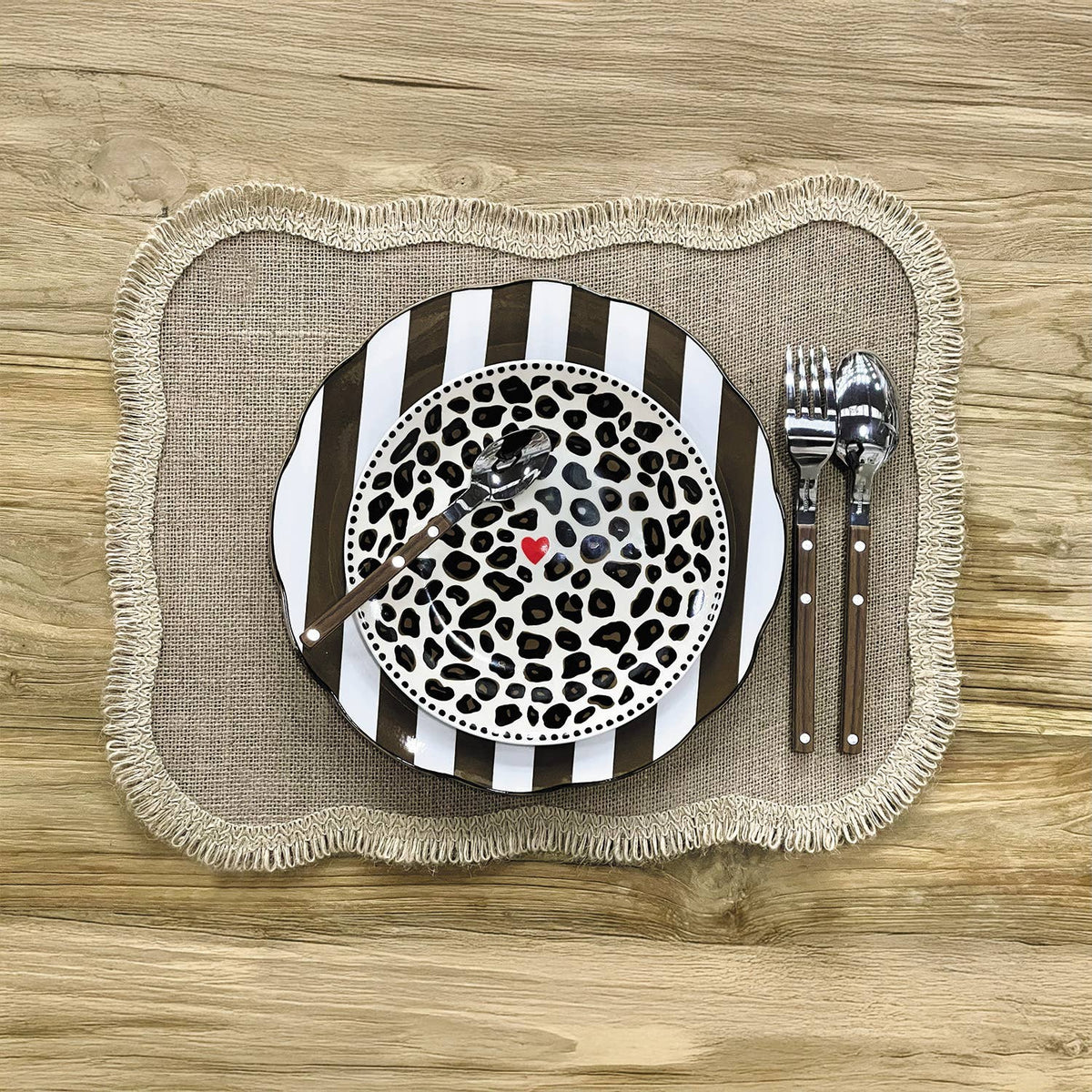 Set aus 4 Desserttellern mit Leopardenmuster Ø 19 cm