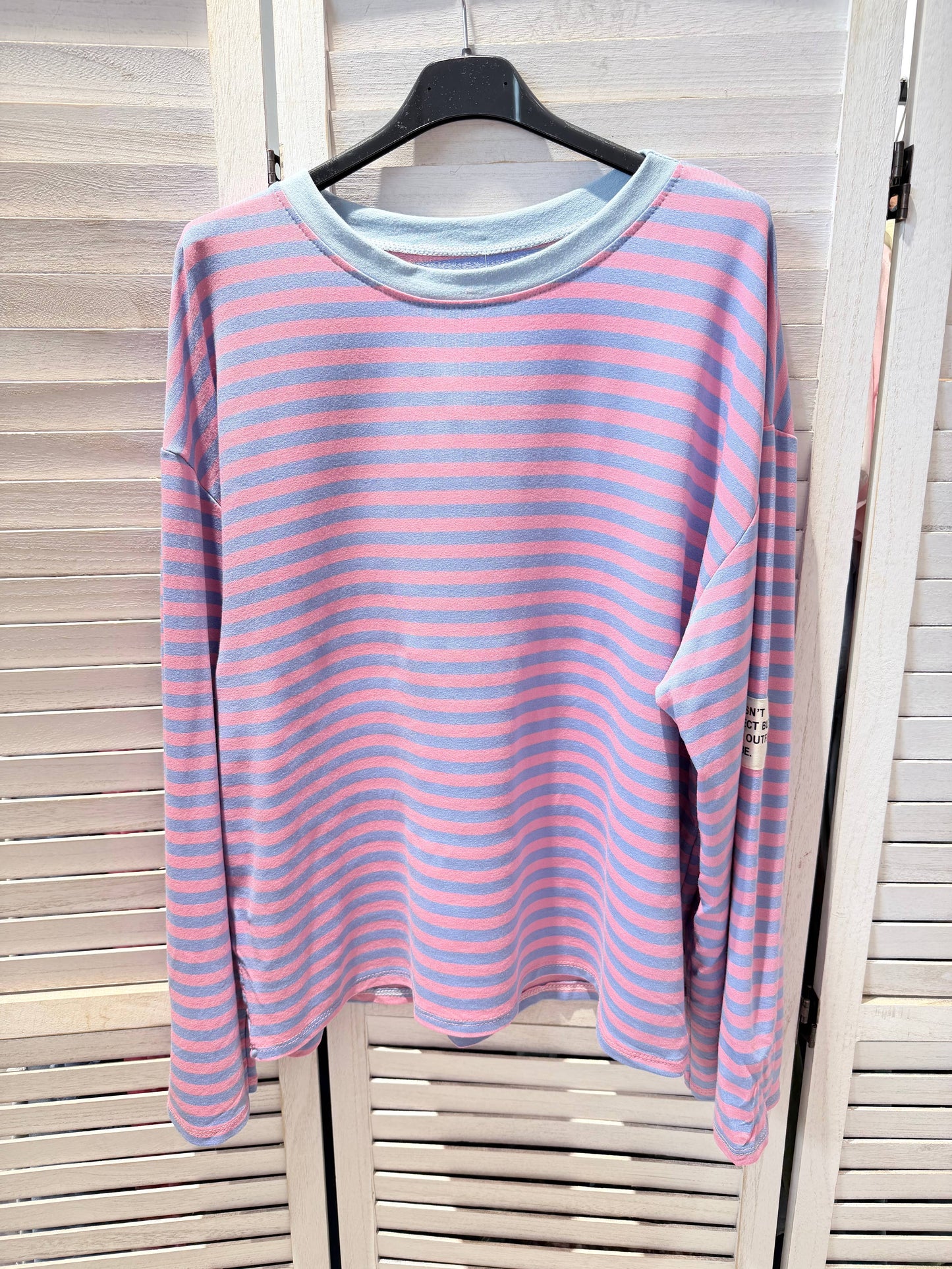 Langarm-T-Shirt mit Streifen: Rosa / SIE