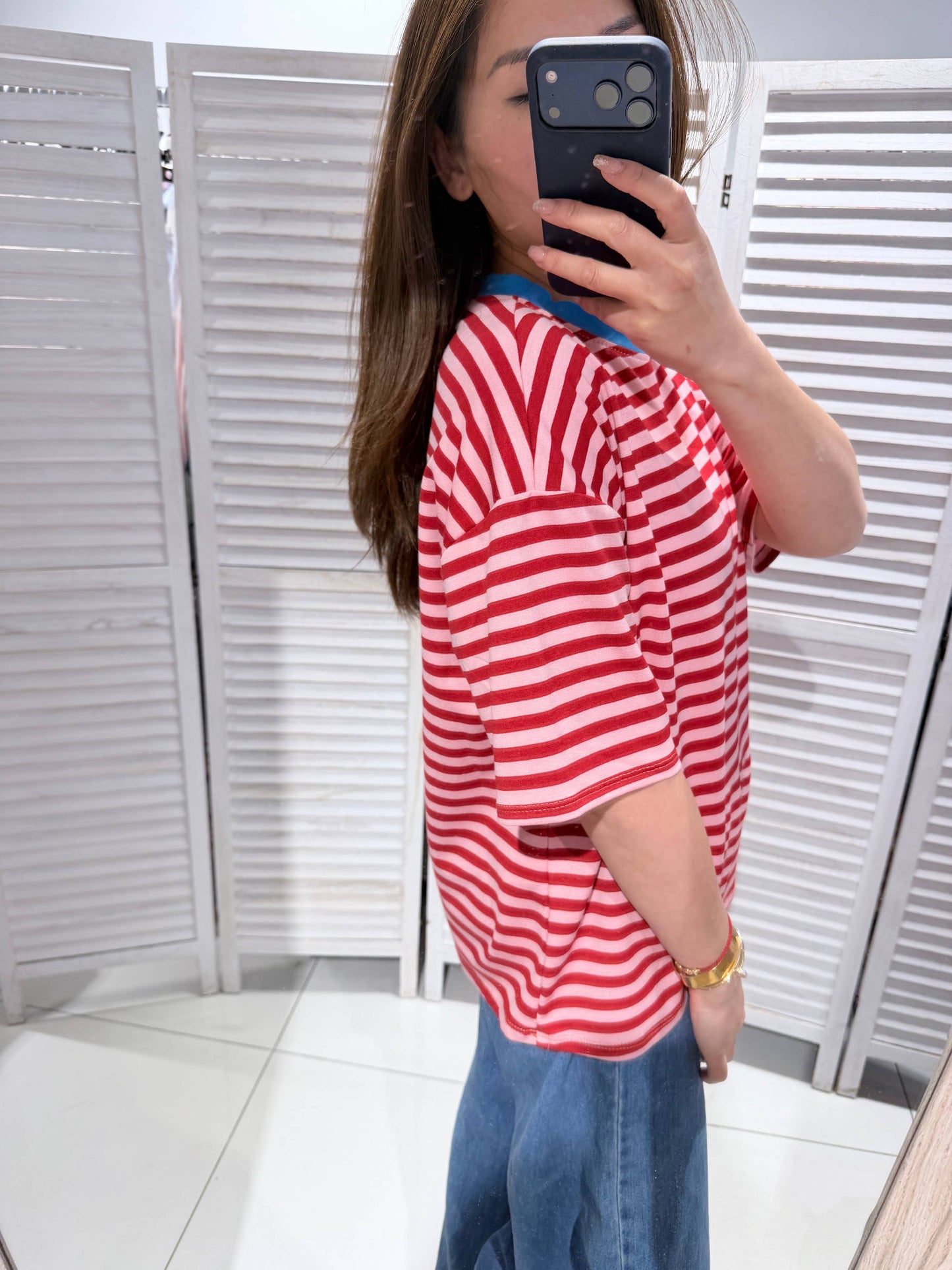 Gestreiftes T-Shirt: Rot / SIE