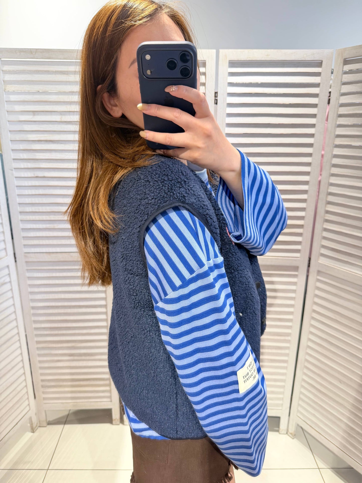 Fleeceweste mit Knöpfen: Marineblau / SIE