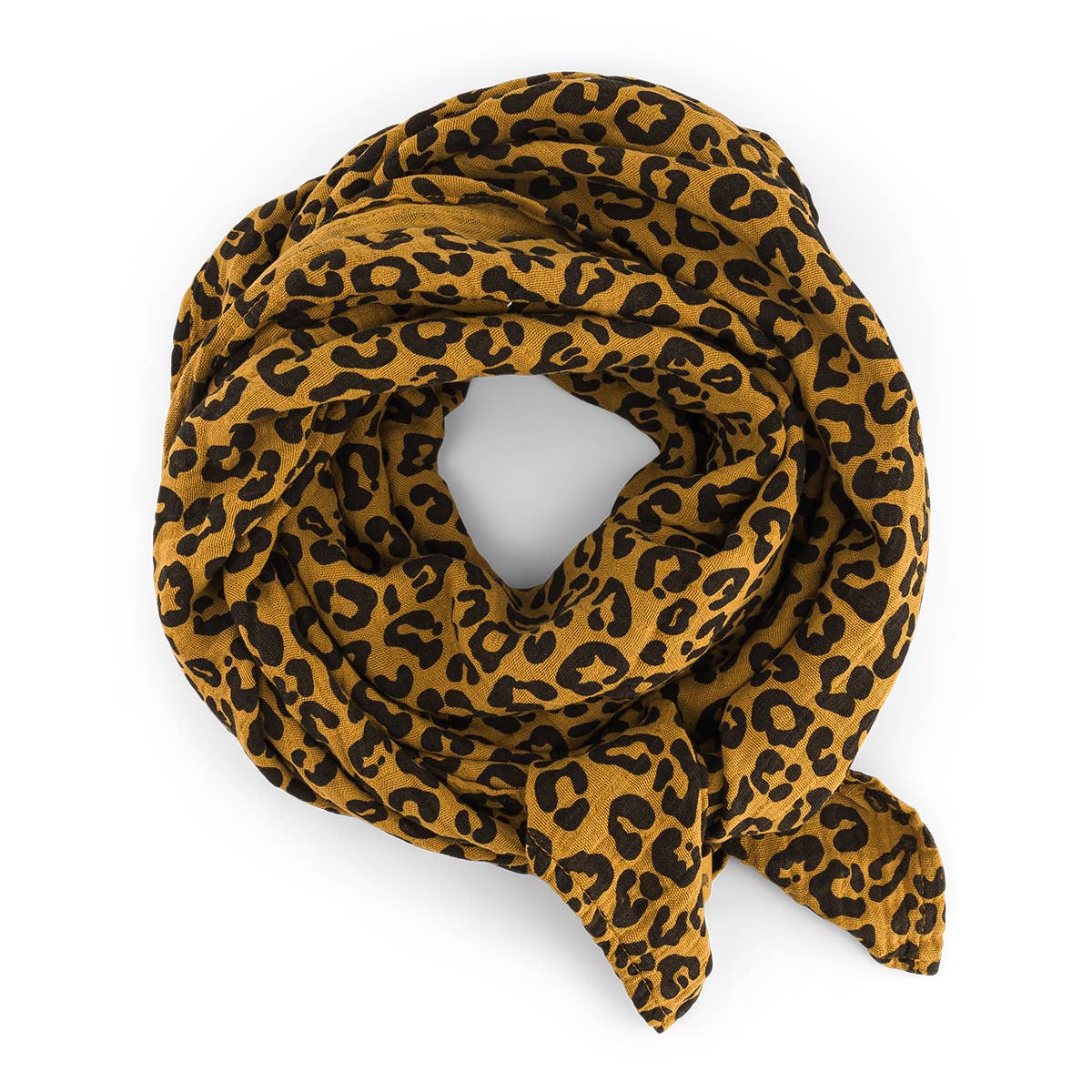 Bianca Musselintuch mit Karamell-Leopardenmuster: TOFFEE / GRAOU / L 110*110