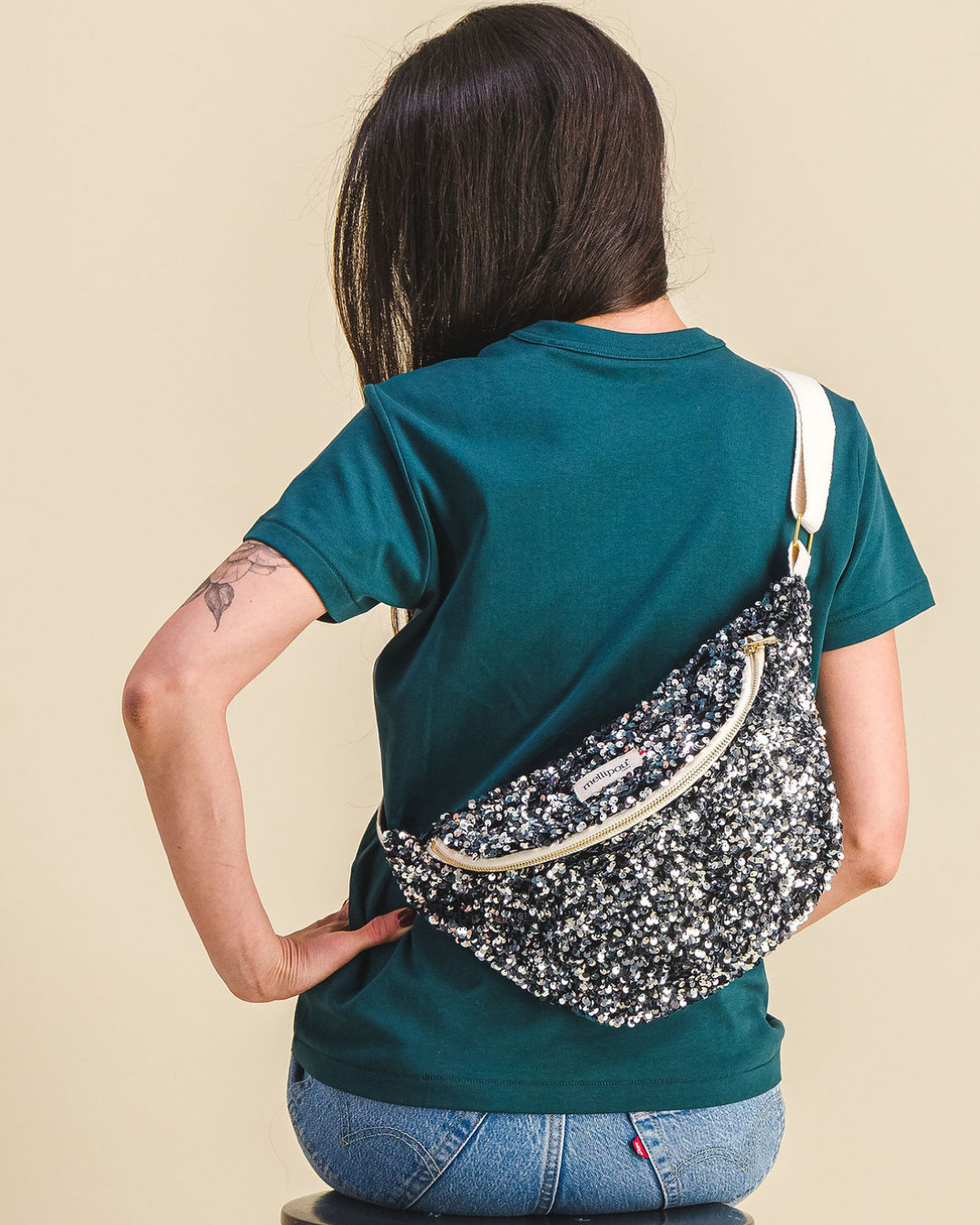 Pailletten-Gürteltasche silber - Jacky