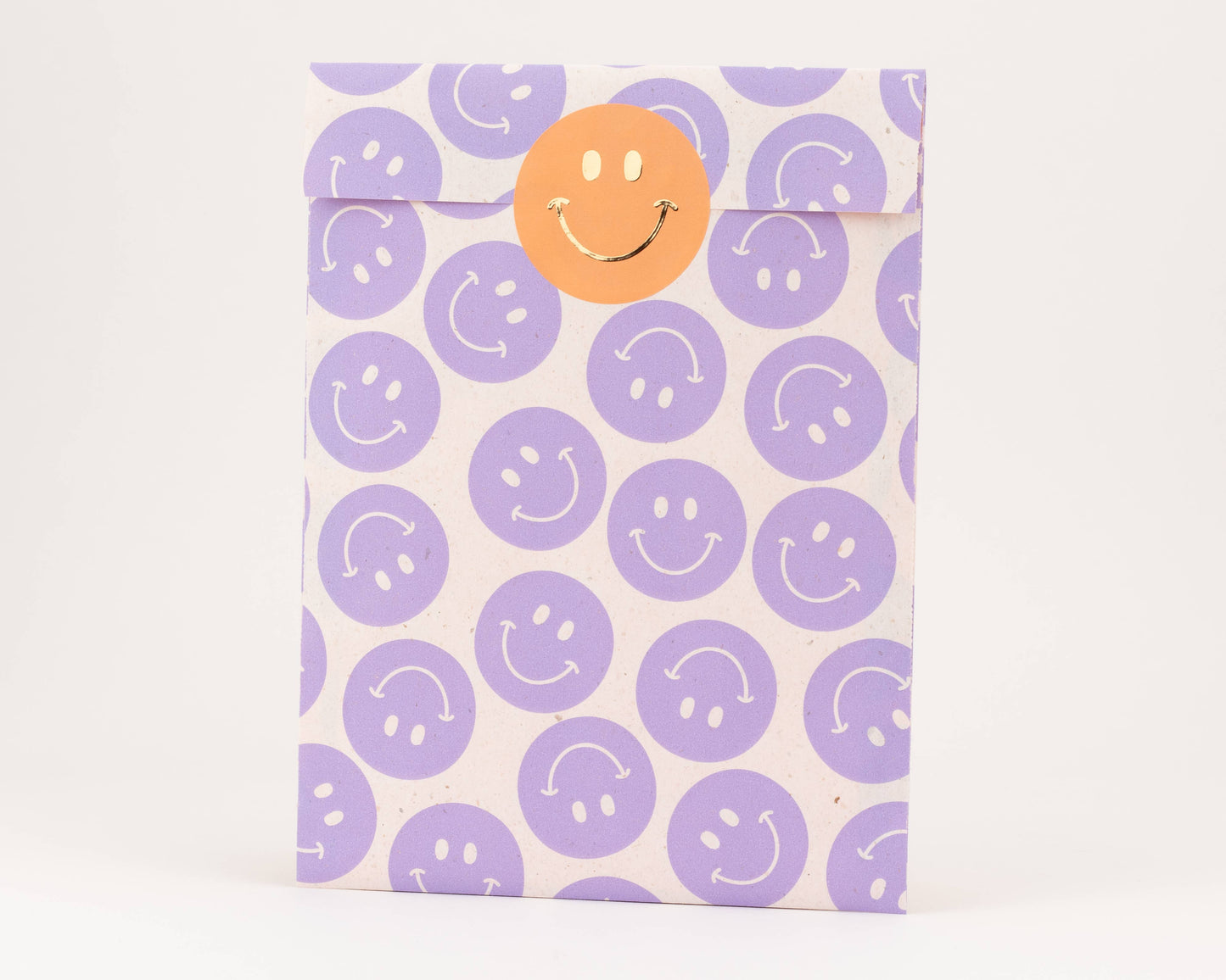 Papiertüten Smileys, Flieder / Orange: Mittel (12x21cm)