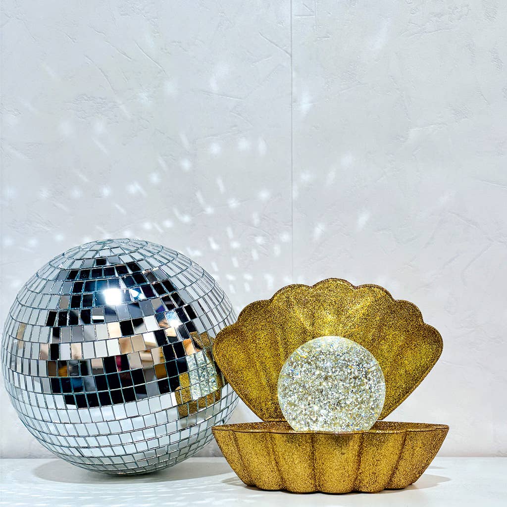 Dekorative Coki-Golden-Disco-Lampe, batteriebetrieben, L 17,5 × T 12,5 × H 15 cm