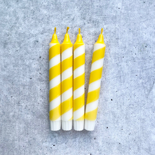 Dip Dye Kerzen | Swirl gelb | 4er Set 