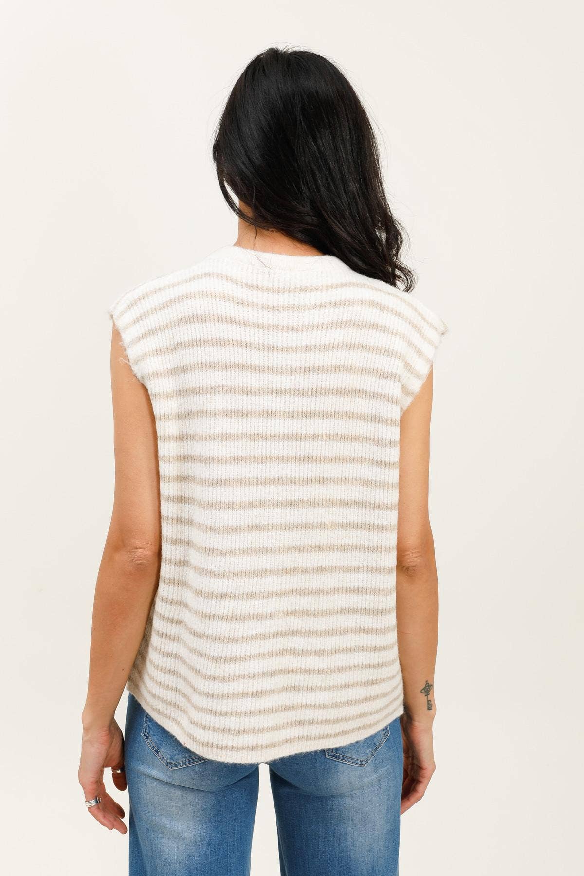 Gestreifte ärmellose Weste REF. 21312: Beige