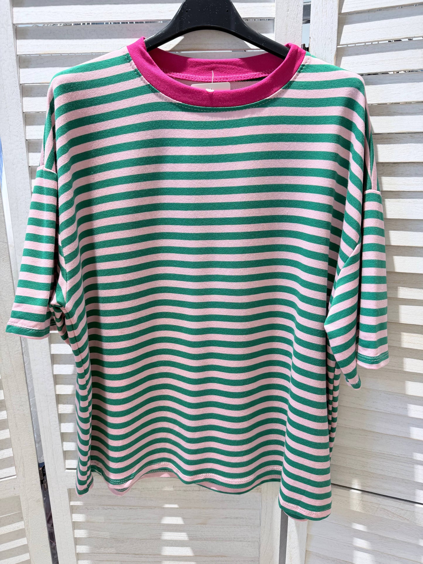 Gestreiftes T-Shirt mit Rundhalsausschnitt: Streifen / SIE