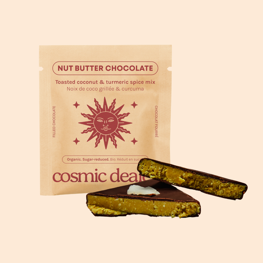 Schachtel mit 4 Nussbutter-Pralinen - Geröstete Kokosnuss & Kurkuma