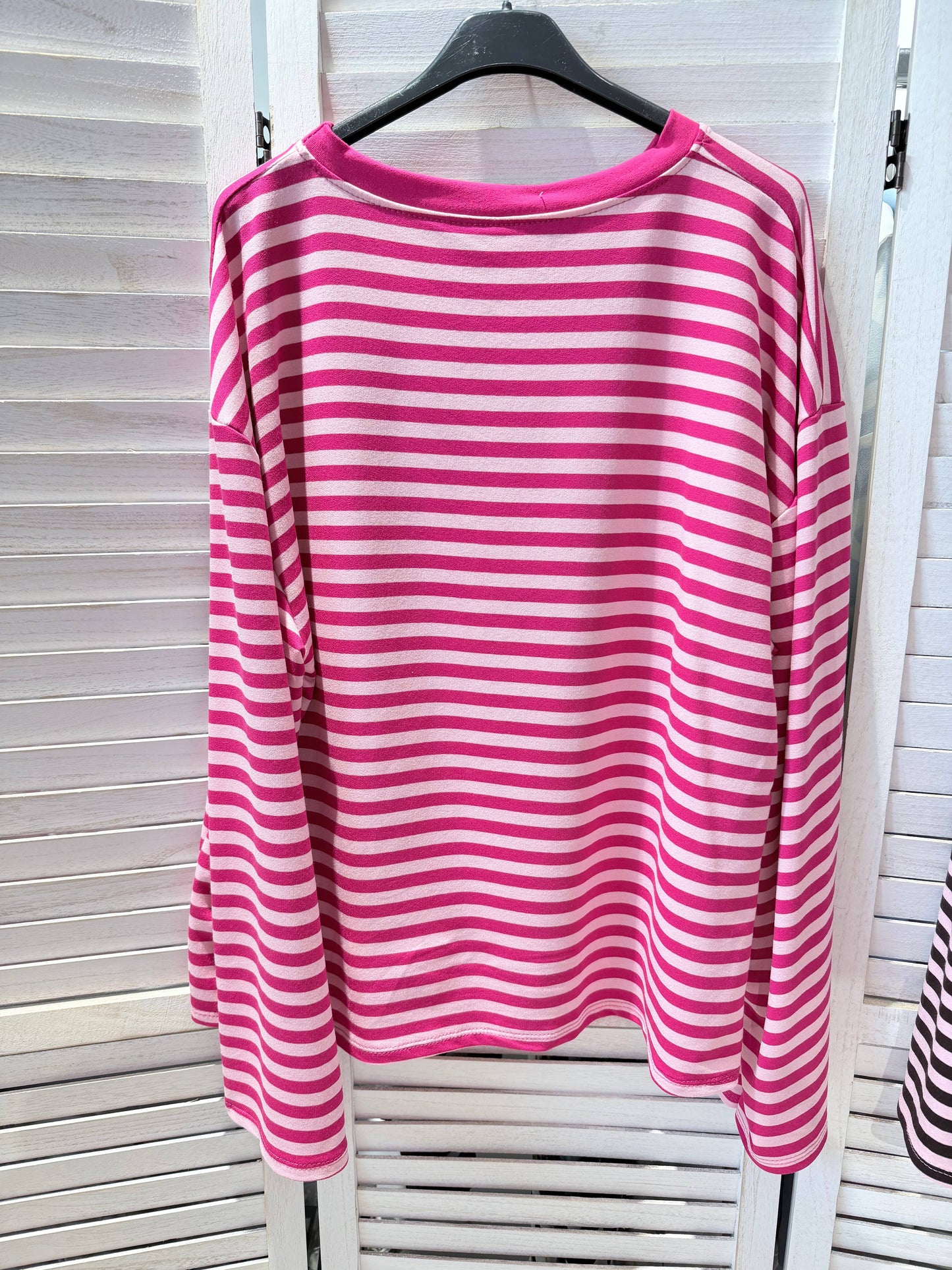 Langarm-T-Shirt mit Streifen: Rosa / SIE