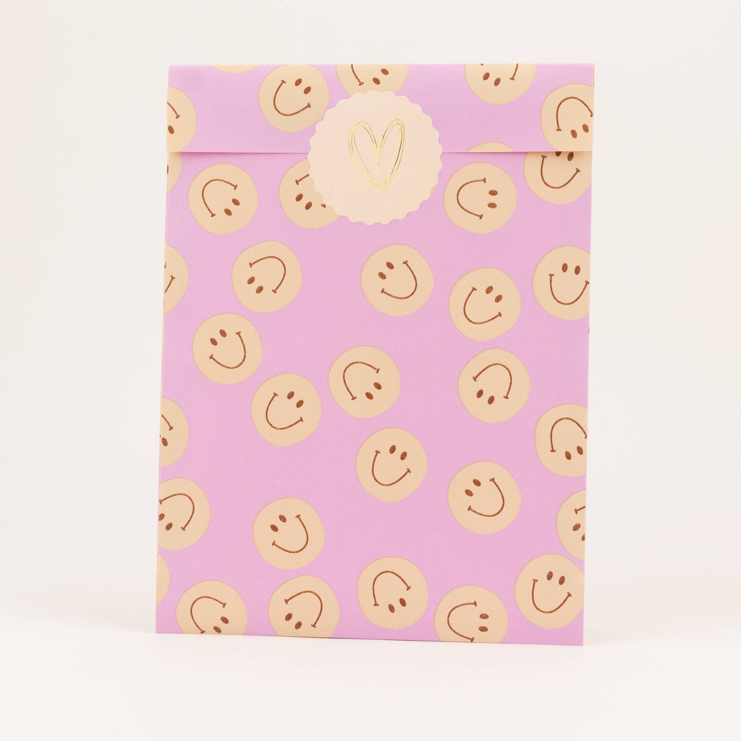 Papiertüten Smiley, Flieder / Orange: Mittel (12x21cm)