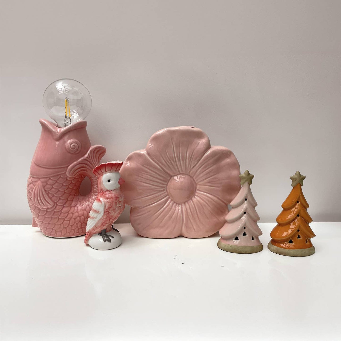 Deko-LED-Fisch rosa, batteriebetrieben, L13,5 x B8,2 x H27 cm