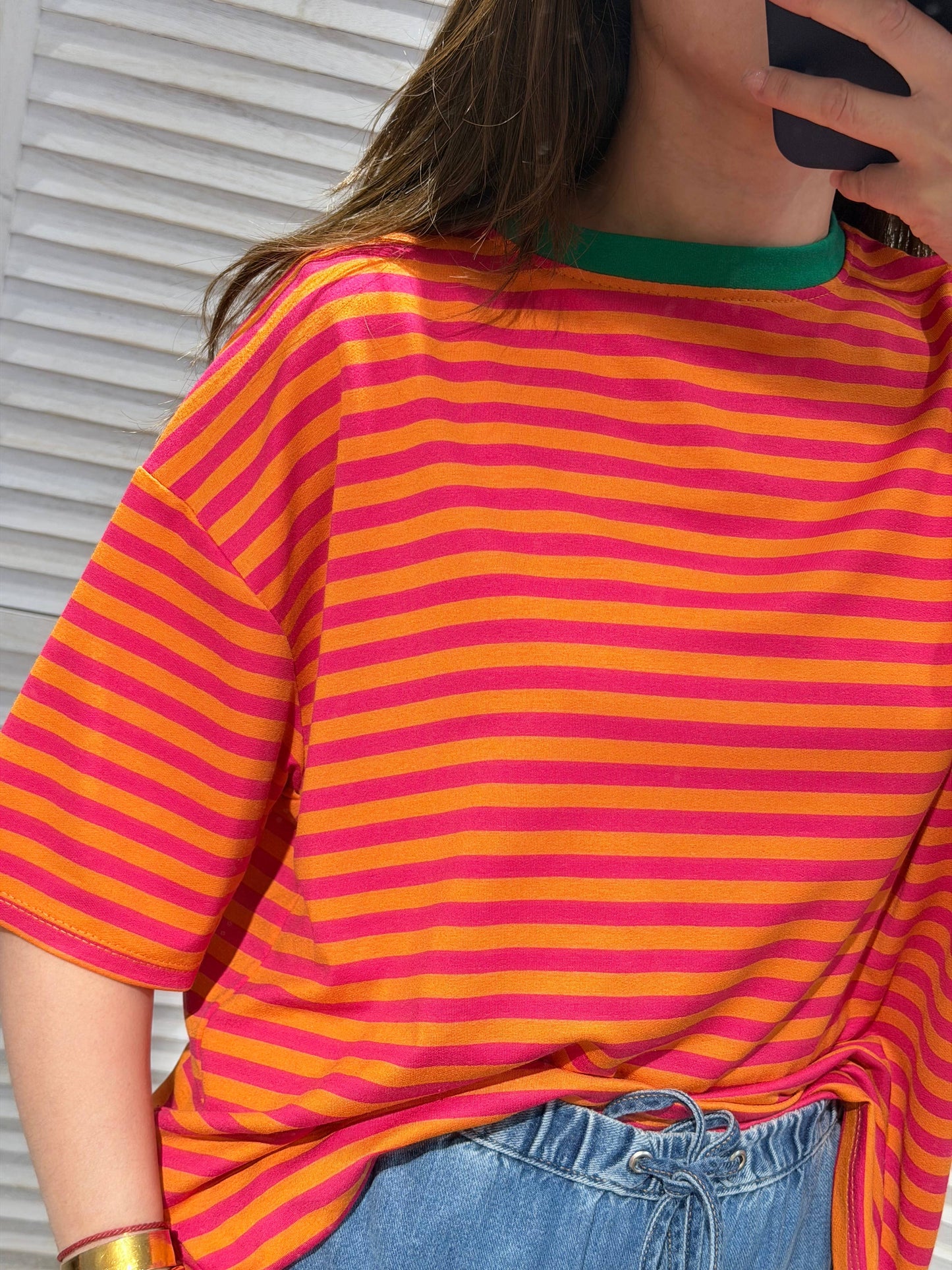 Gestreiftes T-Shirt: Orange / TU