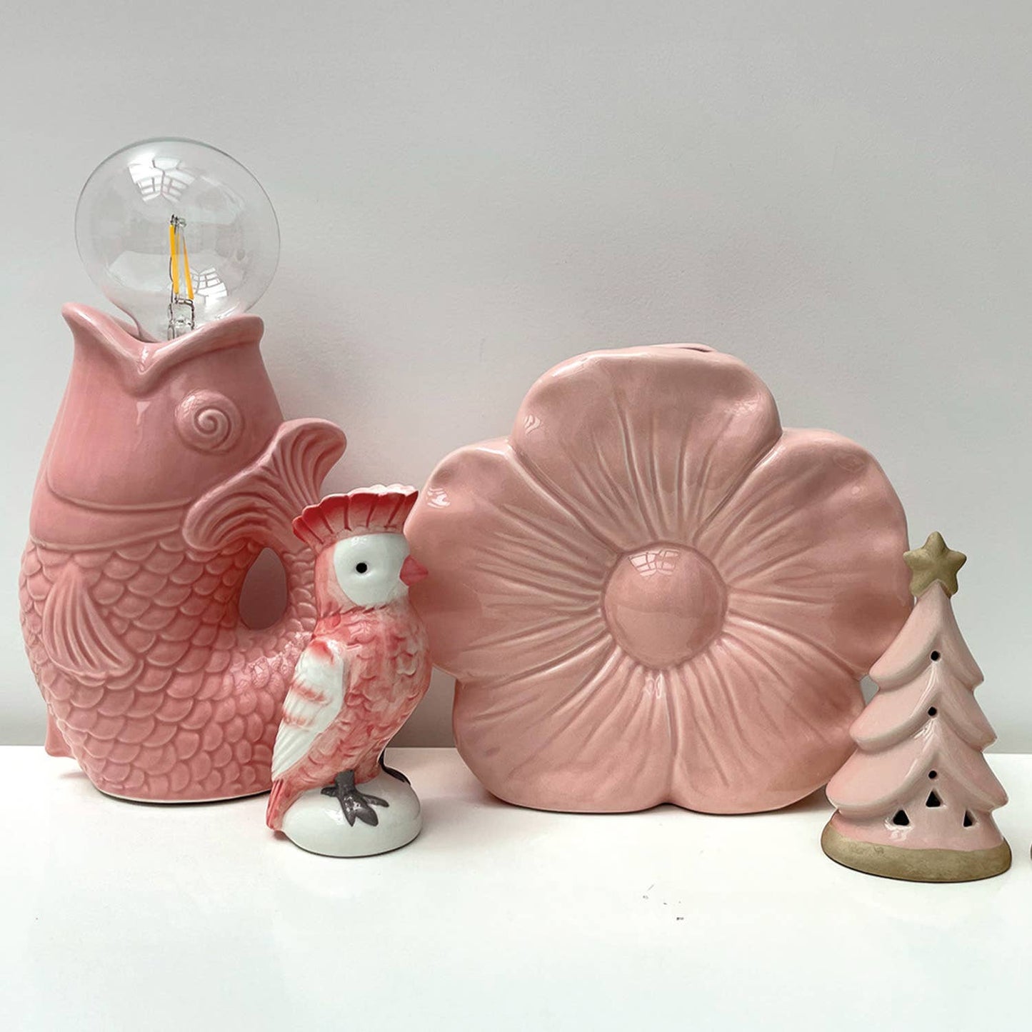 Deko-LED-Fisch rosa, batteriebetrieben, L13,5 x B8,2 x H27 cm