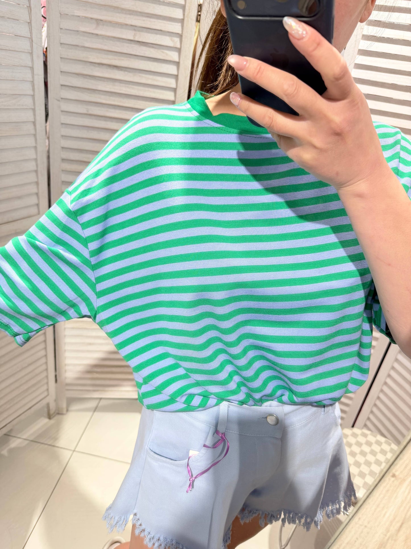 Gestreiftes T-Shirt: Vert / TU