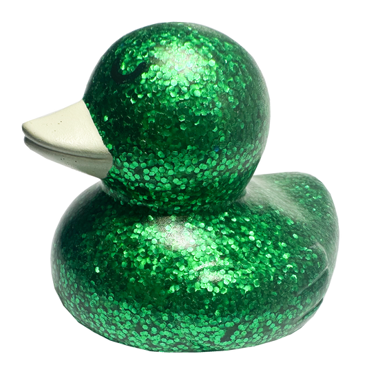 Badeente mit Glitzer, grün, 7 cm.