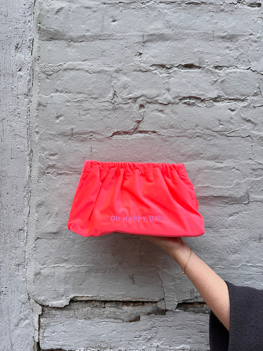 Statement Clutch aus Samt 'Neon Pink'